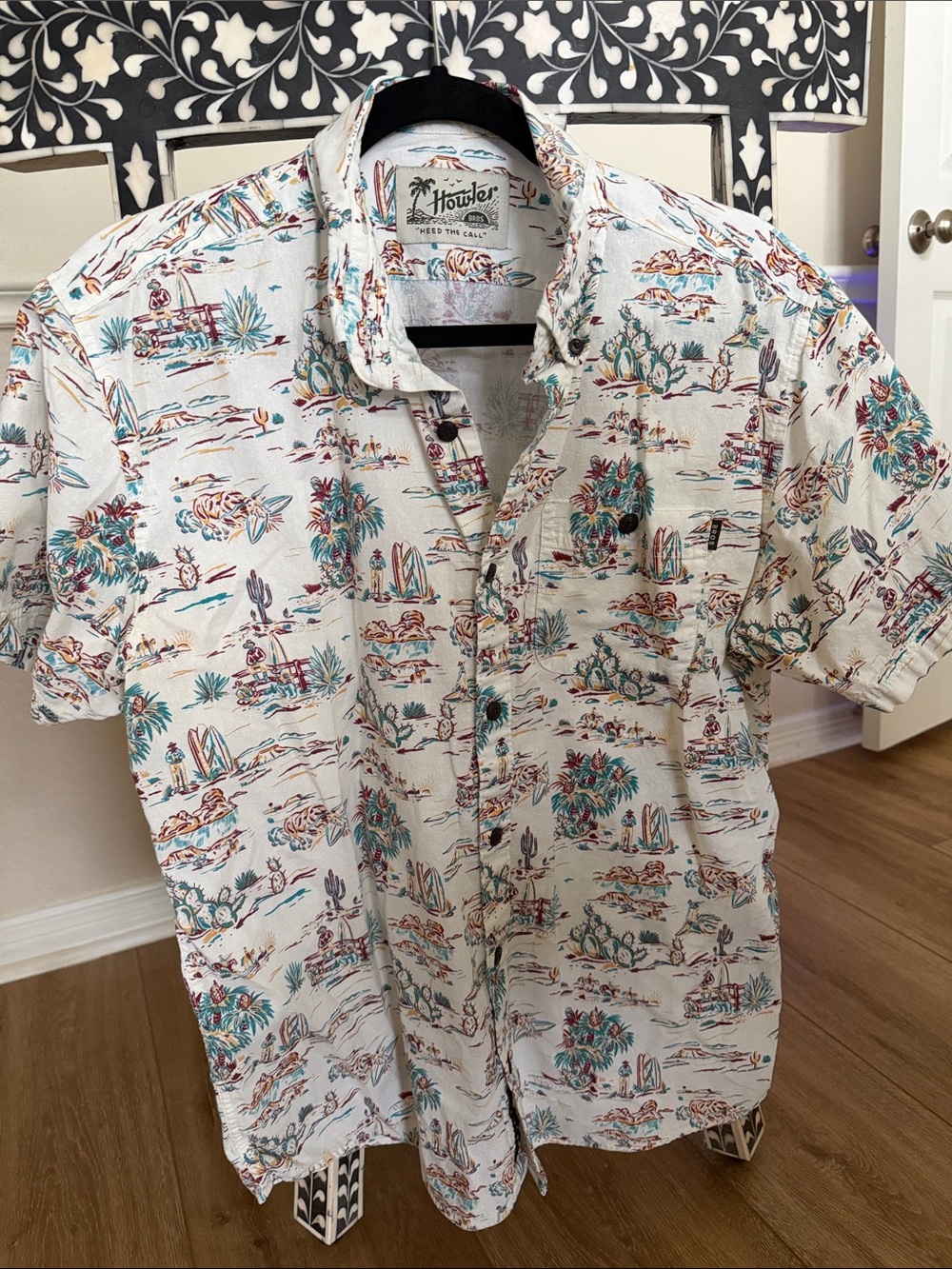 Howler Brothers White Short-Sleeve Desert Print Button-Down Shirt